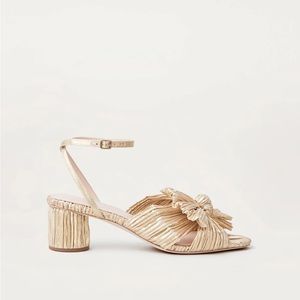 Loeffler Randall | Dahlia Gold Pleated Bow Heel | 7